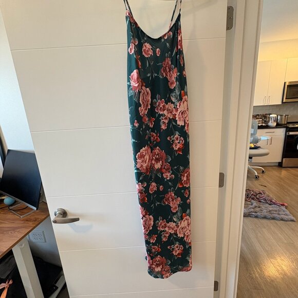 Teal Free People Satin Slip Dress - Picture 7 of 7